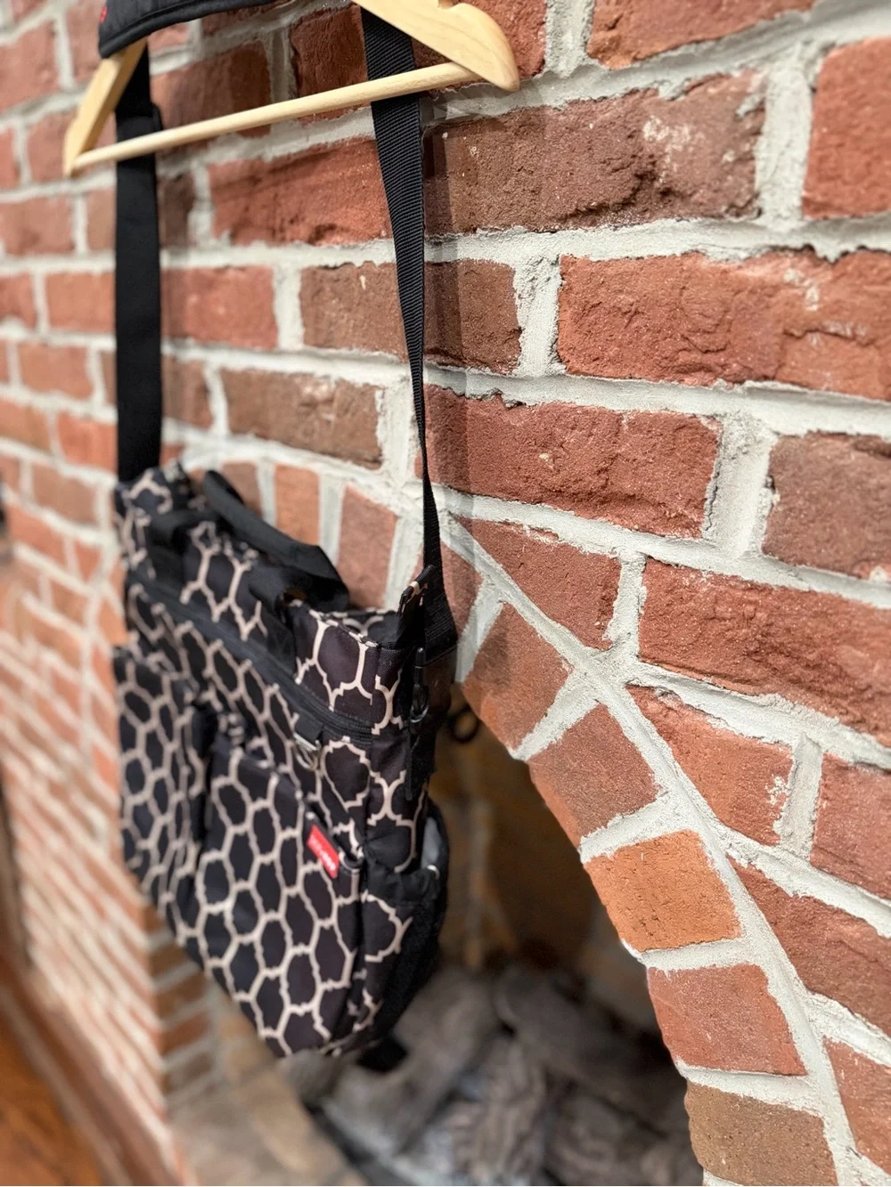 Skip Hop Black and Cream Geometric Convertible Diaper Bag